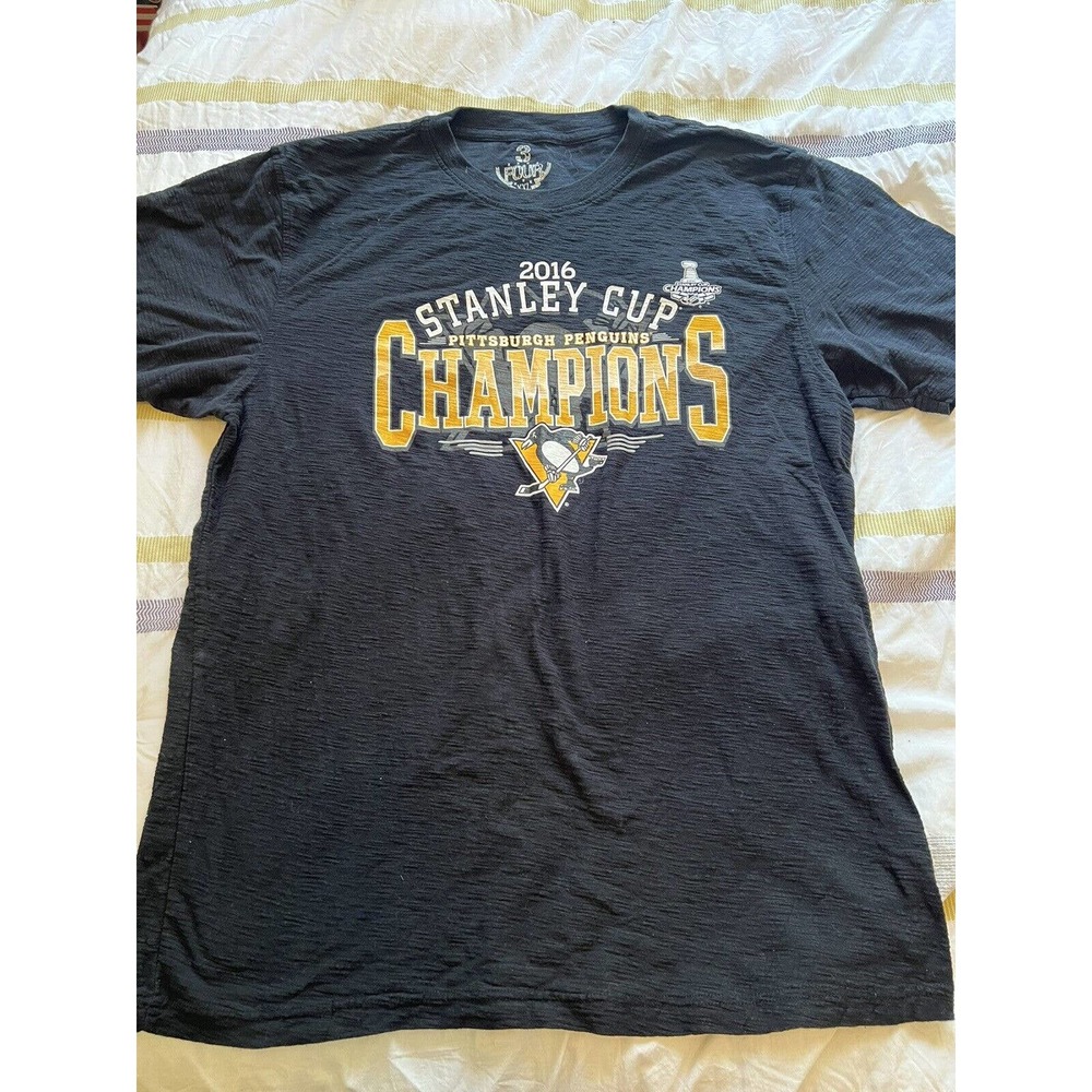 NHL Stanley Cup Champions Hockey Shirt Large Pittsburg Penguins Short Sleeve XXL
